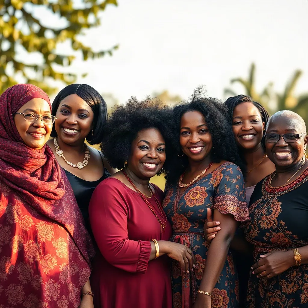 A multi-generational group of confident women standing together